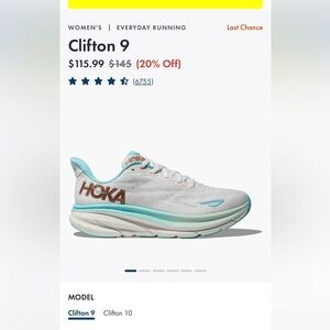 Hoka Women's White and Teal Athletic Shoes